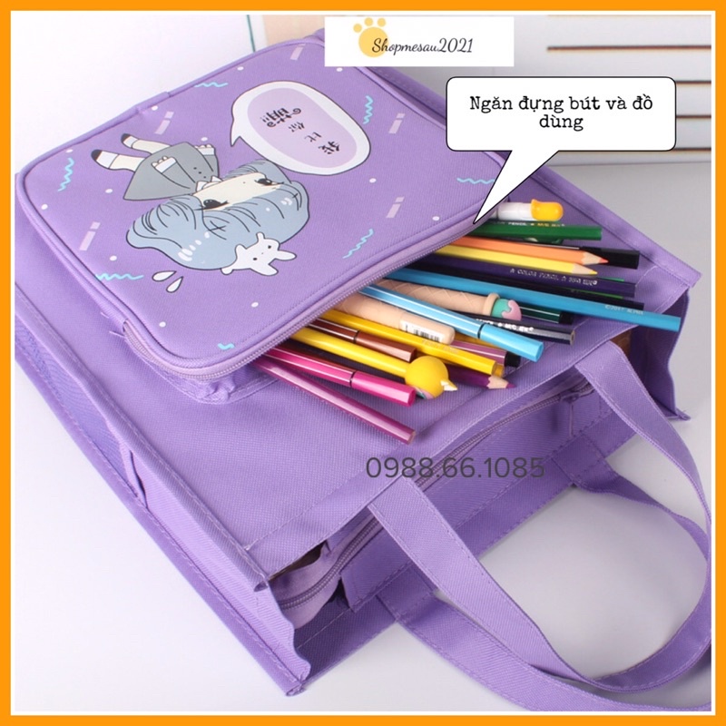 Túi đi học thêm kèm ví đựng bút cho bé trai và bé gái