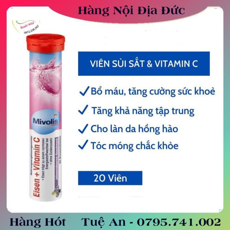 Viên Sủi Mivolis Vitamin C và các vị khác Hỗ trợ tăng cường hệ miễn dịch 20 Viên của Đức   .