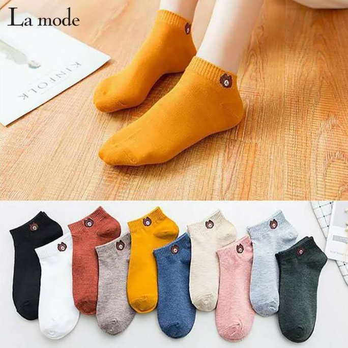 Tất Vớ Cổ Ngắn Hình Gấu Brown Nâu Dễ Thương Cho Nữ - La mode