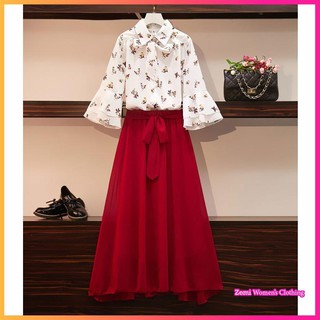 Set đầm chiffon in hoa thời trang