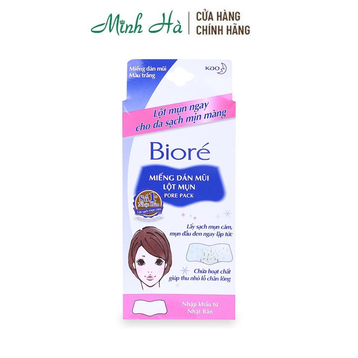 Miếng dán mũi lột mụn Bioré Pore Pack màu trắng – nguyên bản không hương (Hộp 4 miếng)