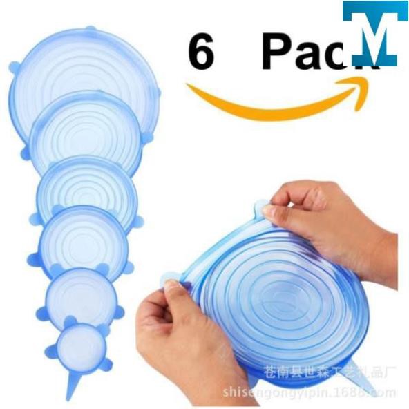 Bộ 6 miếng màng bọc thực phẩm silicon co giãn