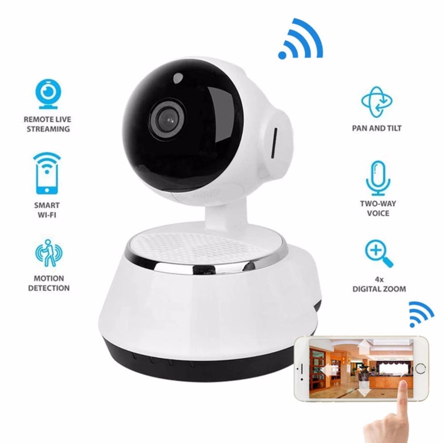 Camera V380, camera wifi IP V380 tích hợp microphone ghi âm thanh, đàm thoại 2 chiều tiện lợi