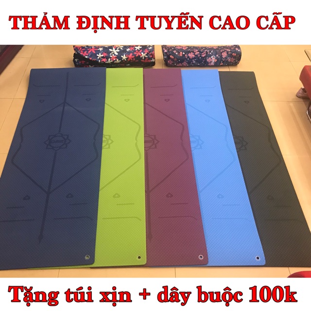 Thảm yoga định tuyến TPE 8mm cao cấp loại 1 kèm túi xịn 100k + dây buộc