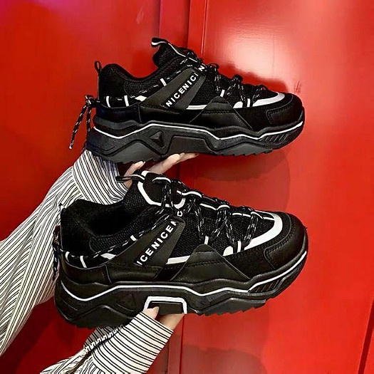 Giày thể thao nữ viền phản quang Ulzzang cao cấp màu sắc cá tính - Giày sneakers nữ form chuẩn