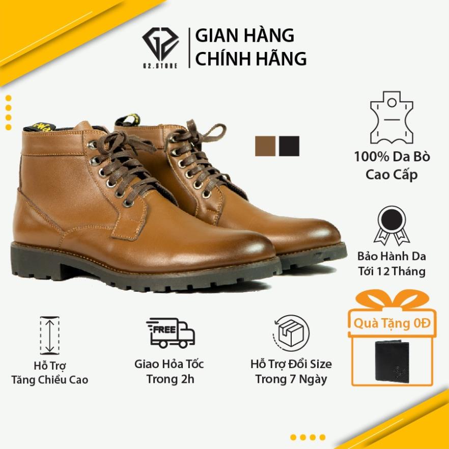 Boot nam G2 cao cổ kiểu giầy da nam cao cấp, Giầy tây công sở cổ lửng bằng da bò nepan cao cấp dáng combat boot - 36 👽