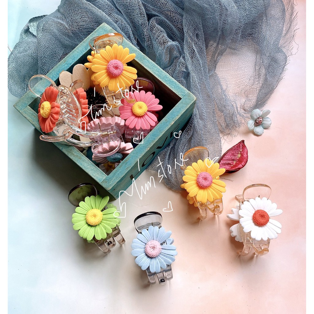 Kẹp bấu tóc càng cua 5 răng hoa nhựa xịn TÍM STORE phụ kiện búi tóc thời trang phong cách hàn quốc