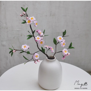 Hoa giả handmade bằng giấy trang trí - cành hoa đào maypaperflower cành dài 55cm decor tết, quà tặng