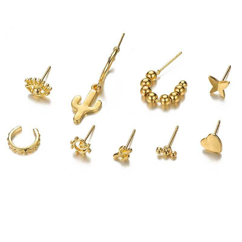 Khuyên Tai Màu Vàng Kim Phong Cách Hiphop Thời Trang