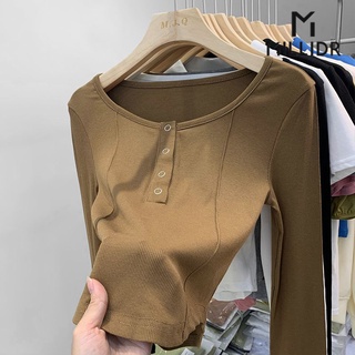 Áo thun nữ dài tay cổ tròn phong cách mới