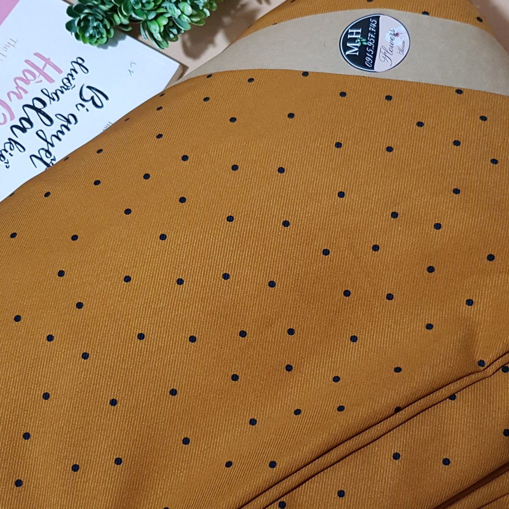 Vải may quần áo, vải may váy vàng chất vải chấm bi chéo mềm mại rủ đẹp có co giãn, Maihoaflower