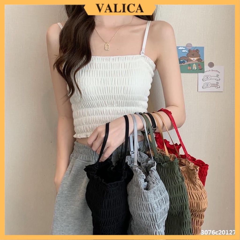 Áo bra nữ nhún dáng lửng - Bra 2 Dây kèm mút mỏng - Áo ngực thể thao VALICA B6843