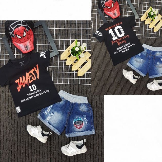 Freeship 99k TQ_Combo 3 set bộ Áo thun quần sọt Jean bé trai | BigBuy360 - bigbuy360.vn