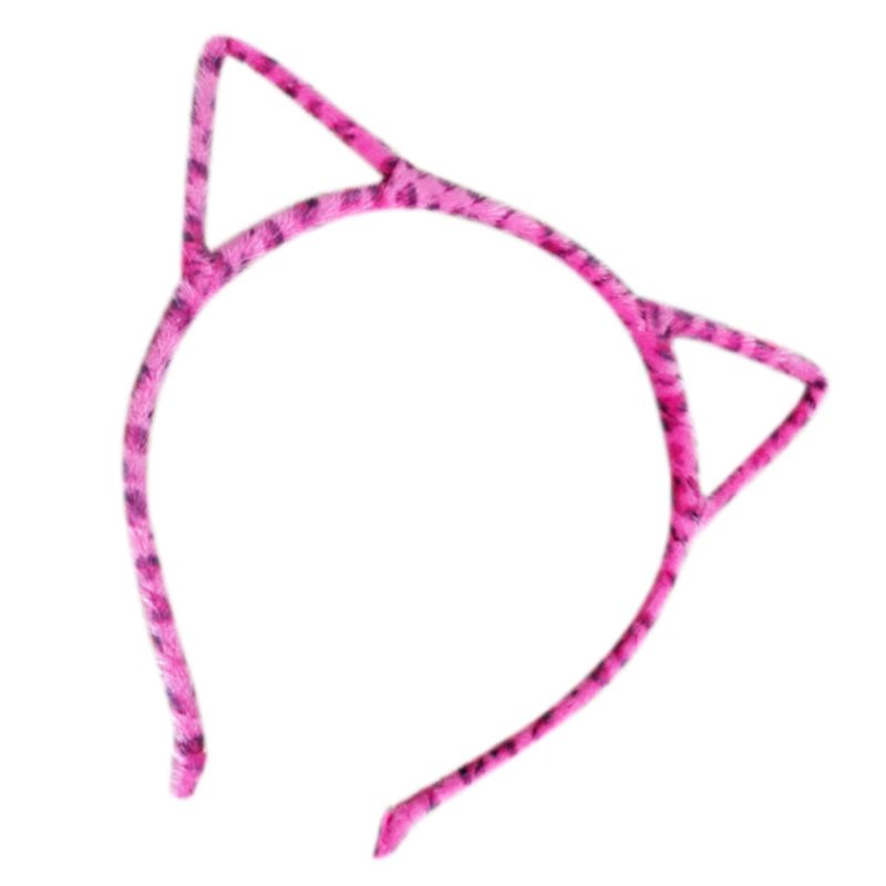 Băng Đô Cài Tóc Tai Mèo Bằng Vải Bông Co Giãn Màu Trơn Họa Tiết Da Báo Dễ Thương Dành Cho Bạn Nữ Par