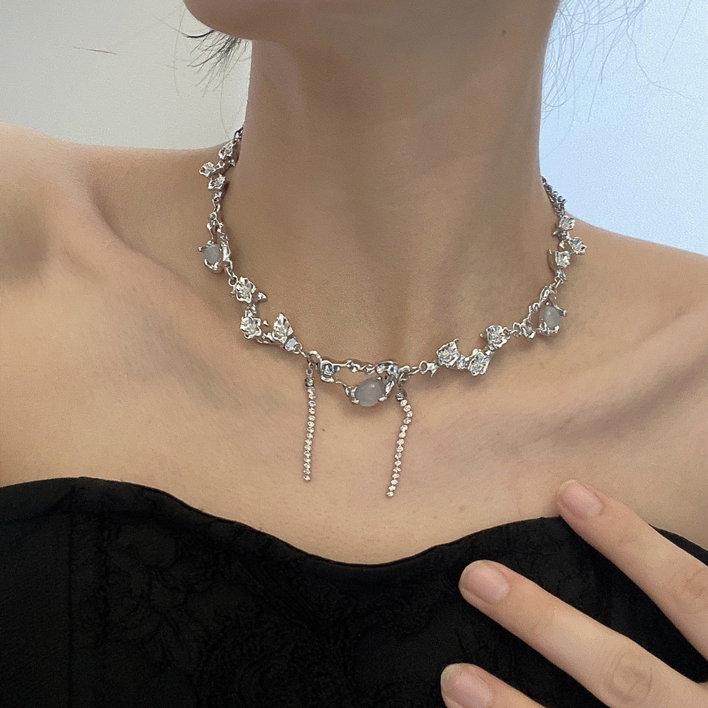 Dây Chuyền Mặt Đá Mặt Trăng Phong Cách Hàn Quốc Cá Tính