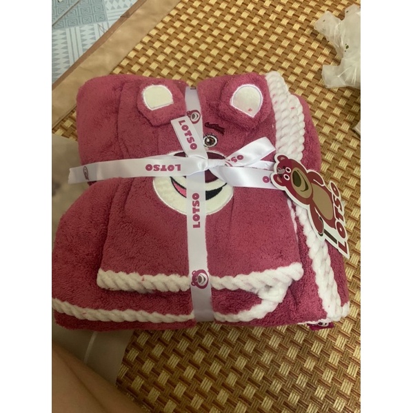 (Sét 2) khăn tắm + khăn mặt gấu hồng LOTSO