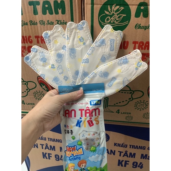 Khẩu trang KF94 trẻ em size 4-10 tuổi_Khẩu trang 4D Hoàng Dũng _ An Tâm _ Thịnh Phát KF94 em bé
