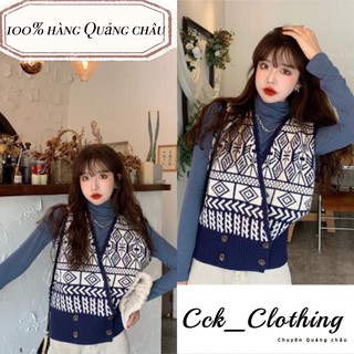 ✅Áo gile len họa tiết thổ cẩm siêu ấm áp phong cách thời trang thu đông dành cho nữ hàng Quảng Châu cao cấp_M3✅