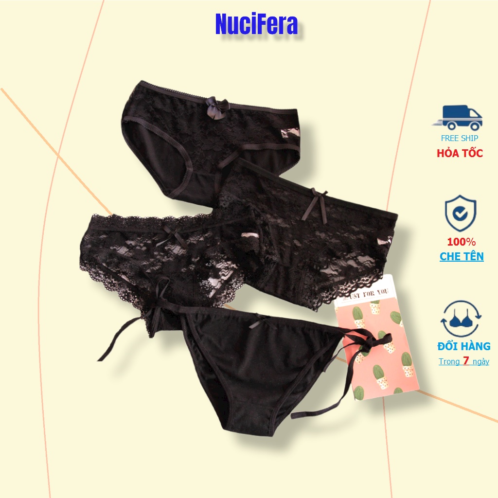 Set 4 quần lót sexy quần lót ren đen NuciFera_SET19