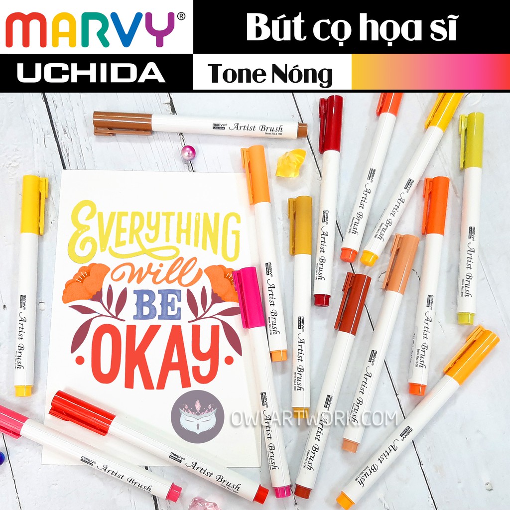 Cây Lẻ - Bút Cọ Màu Nước MARVY UCHIDA Tone Nóng - Artist Brush