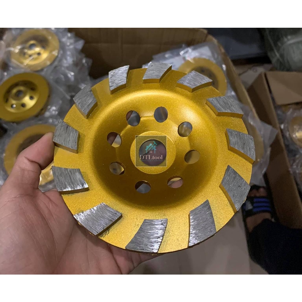 Đĩa mài bê tông đường kính D100 - D180mm. Đá mài phá mặt nền, mài vệ sinh bể mặt bê tông. Bát sắt  D125mm - Đỏ