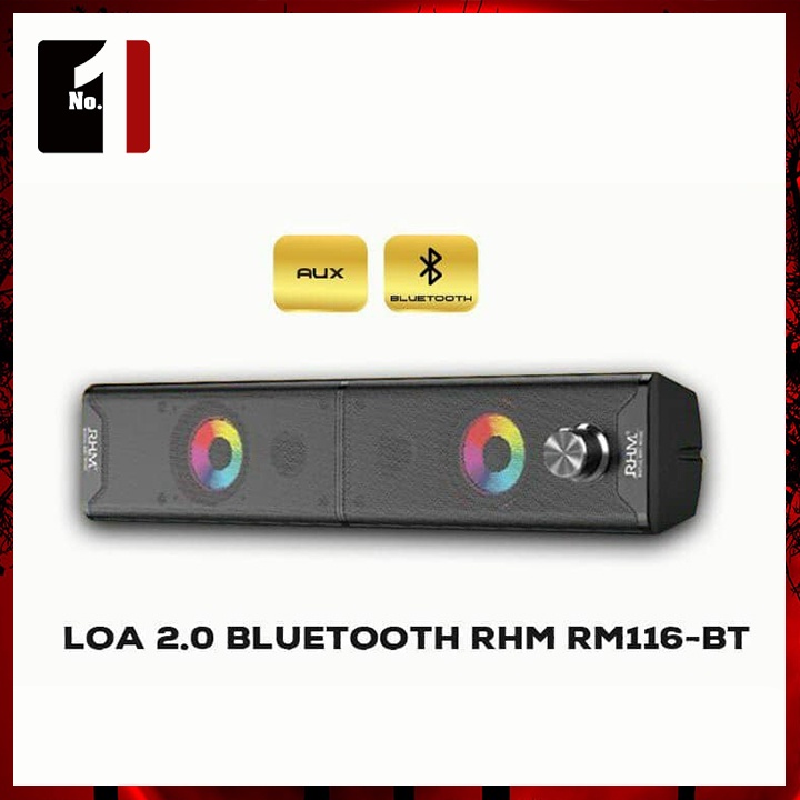 Loa Máy Tính Bluetooth Để Bàn LED RGB 2.0 RHM RM116BT Loa Vi Tính Laptop Pc Gaming Nghe Nhạc Có Dây