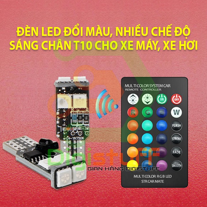 Đèn LED demi đổi màu / chớp có remote gắn đèn xe máy hoặc chế đèn LED trang trí - chân cắm T10