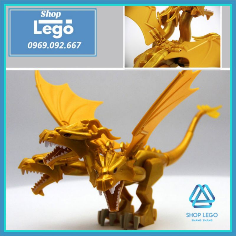 [26 cm] Xếp hình King Ghidorah, quái vật ngoài không gian Godzilla: King Of The Monsters Lego Minifigures PRCK GXL050