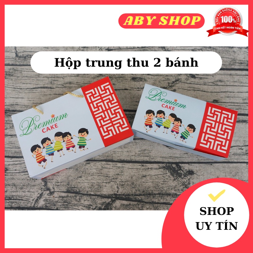 Hộp trung thu 2 bánh ⚡ HÀNG CAO CẤP ⚡ hộp đựng bánh trung thu trẻ em kẻm giỏ tiện lợi