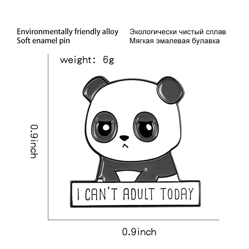 Ghim cài áo hình gấu trúc dễ thương bằng kim loại