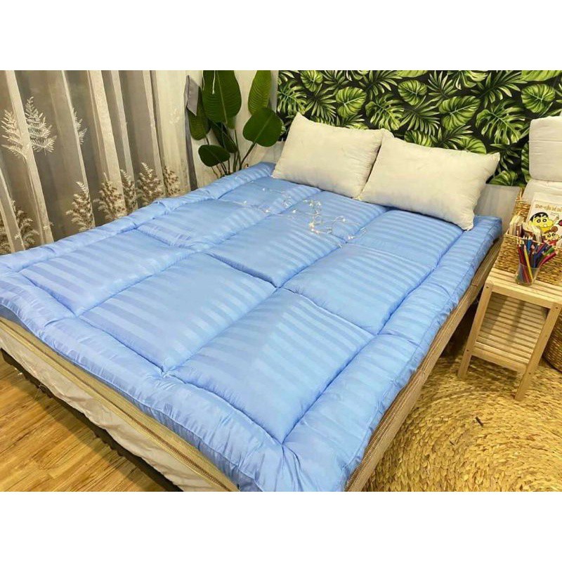 [GIÁ HỦY DIỆT ] Topper- Tấm làm mềm nệm cotton kẻ 3p Hàn Quốc sản phẩm hot nhất 2021 ( dày 8-9p)