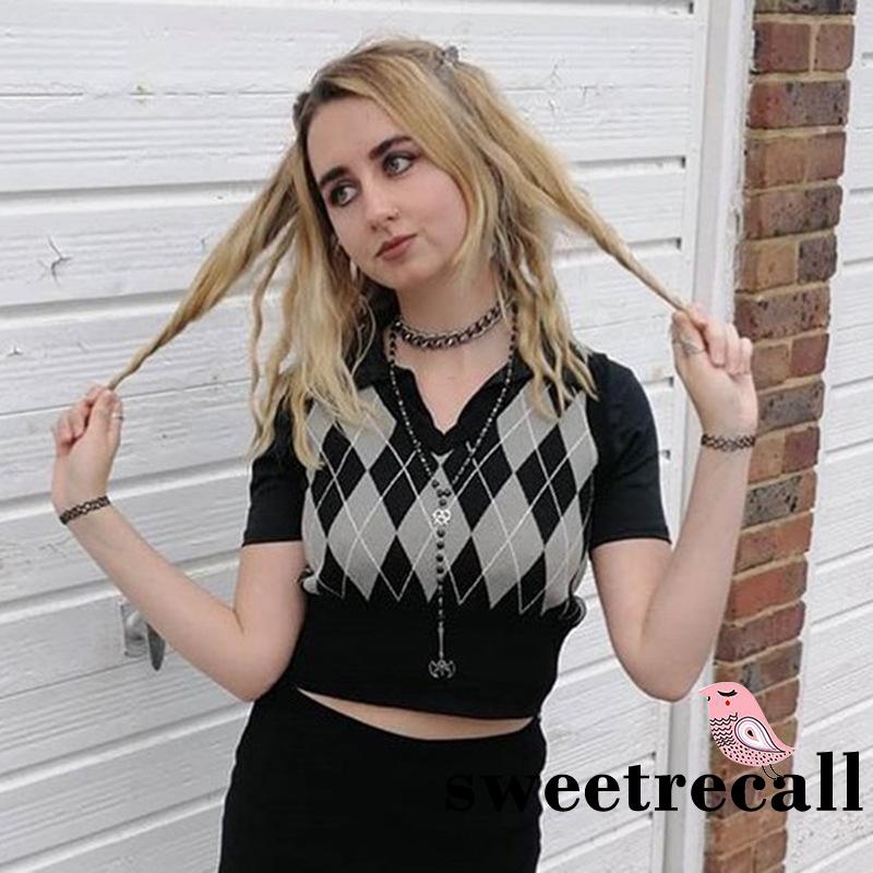 Áo Nữ Không Tay Cổ Chữ V Họa Tiết Caro Thời Trang Quyến Rũ | BigBuy360 - bigbuy360.vn