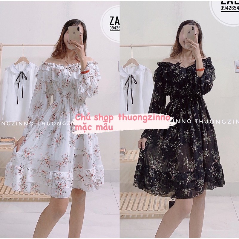 [Ảnh thật/Video] Váy hoa vintage Quảng Châu hàng chất lượng cao mặc được hai kiểu