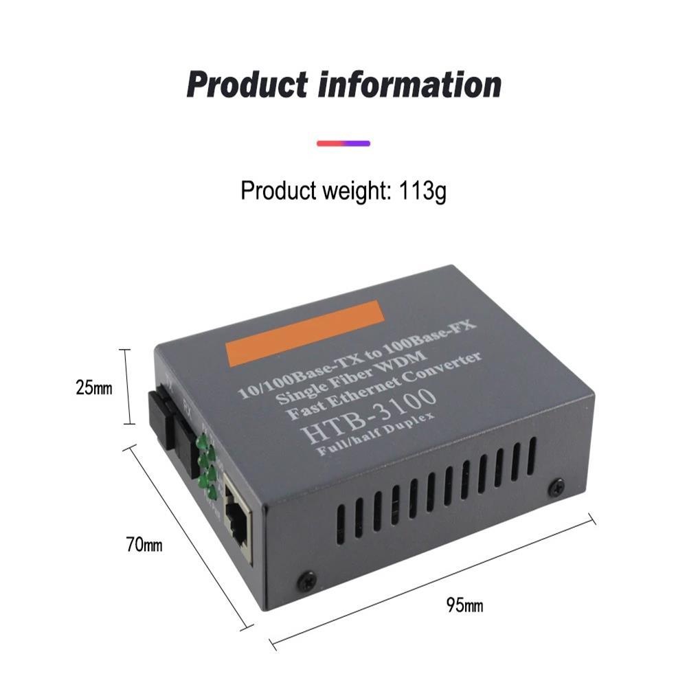 Bộ Netlink HTB-3100 AB Thiết Bị Chuyển Đổi Quang Điện 1 Sợi Media Converter 1FO 1 Quang 1 LAN 100Mbps
