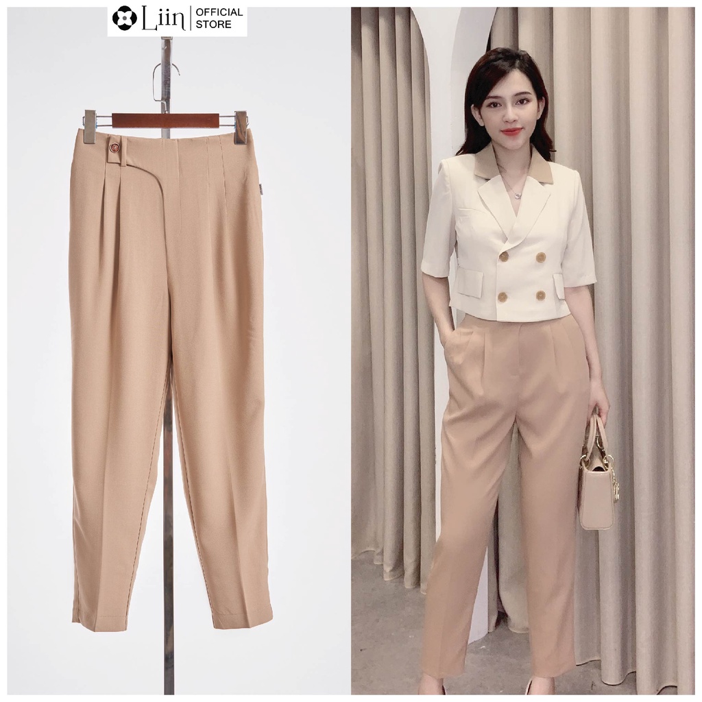 LIIN - Quần baggy be thiết kế cạp vắt chéo LINBI Q3444