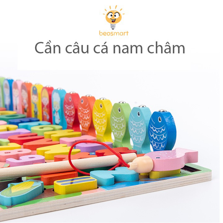 [FREESHIP- HÀNG HOT 9IN1] Bảng ghép hình bằng gỗ kèm câu cá nam châm cho bé 1 2 3 tuổi, ghép chữ thông minh