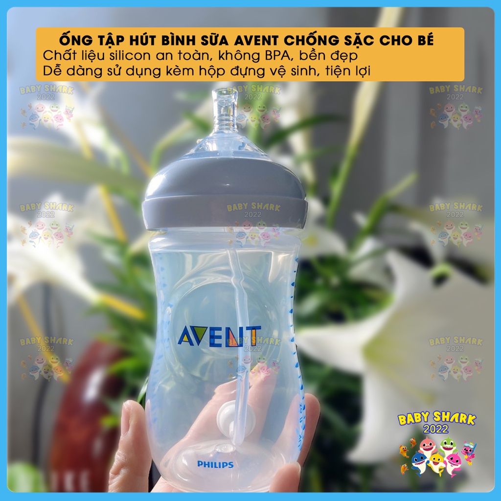Ống tập hút bình sữa Avent cho bé chống sặc, chống đầy hơi kèm hộp đựng vệ sinh