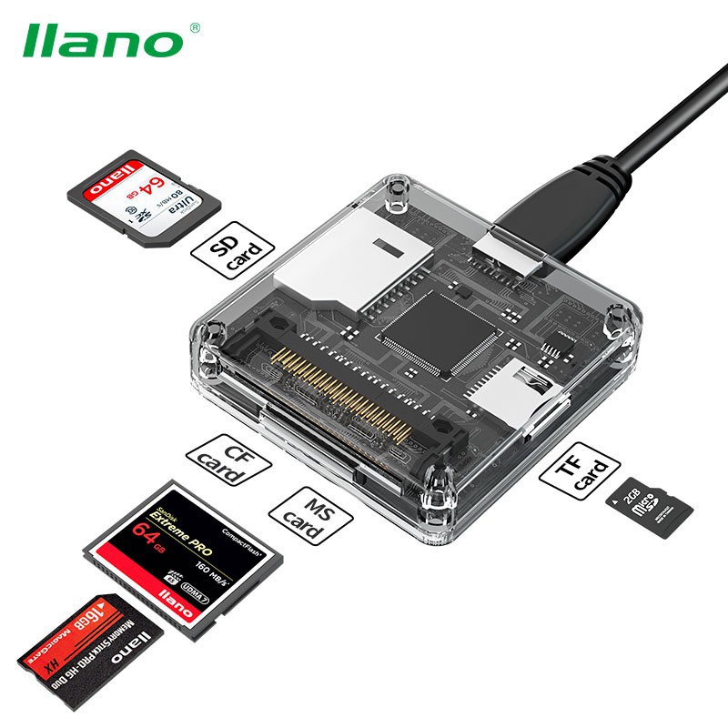 Đầu Đọc Thẻ Nhớ Llano Trong Suốt Hỗ Trợ USB 3.0 / 2.0 SD / Micro / CF Chất Lượng Cao | WebRaoVat - webraovat.net.vn