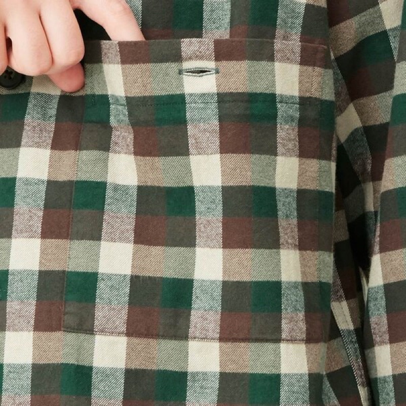 Áo sơ mi nam dài tay cổ bẻ kẻ caro dòng flannel thời trang của GU - Nhật