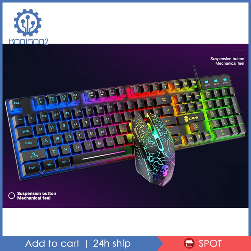 Combo Bàn Phím Cơ Gaming Koolsoo2 104 Phím Có Đèn Nền Rgb