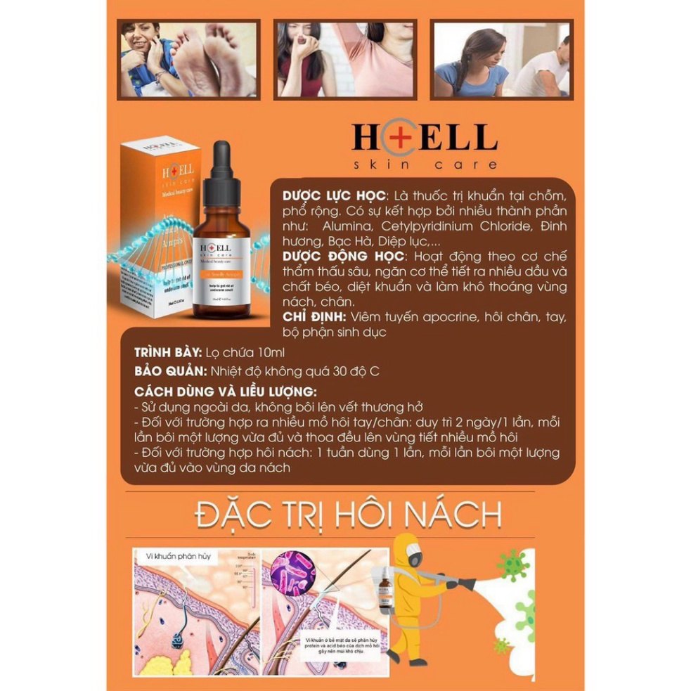 Serum ngăn ngừa hôi nách Hcell Skin Care 10ml [Dứt Điểm 100%] giảm tiết mồ hôi, an toàn
