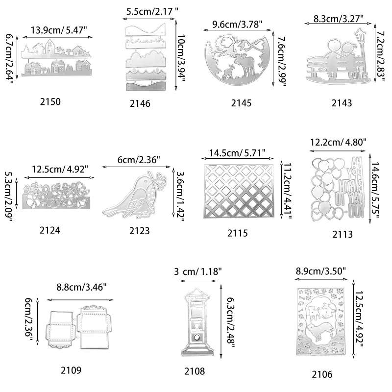 Khuôn Cắt Giấy Làm Từ Kim Loại Hình Nhiều Phong Cách Trang Trí Scrapbook