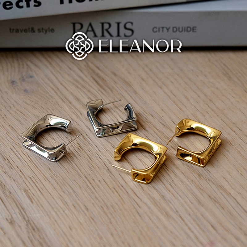 Bông tai nữ chuôi bạc 925 Eleanor Accessories vuông vintage cá tính phụ kiện trang sức 4554