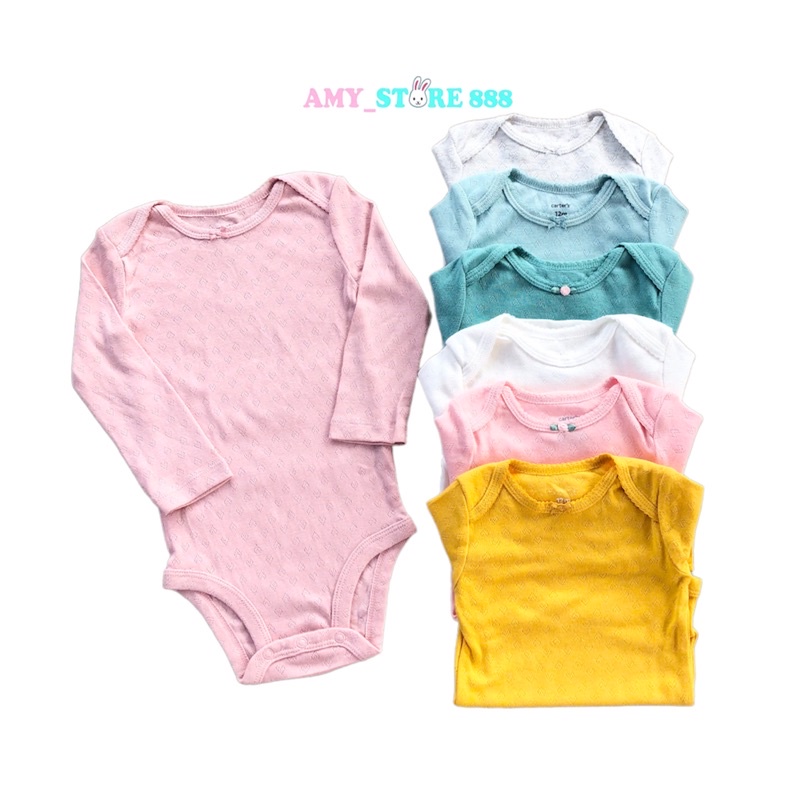 Body chip, bodysuit dài tay bé gái sơ sinh chất cotton thông hơi màu trơn - Amystores