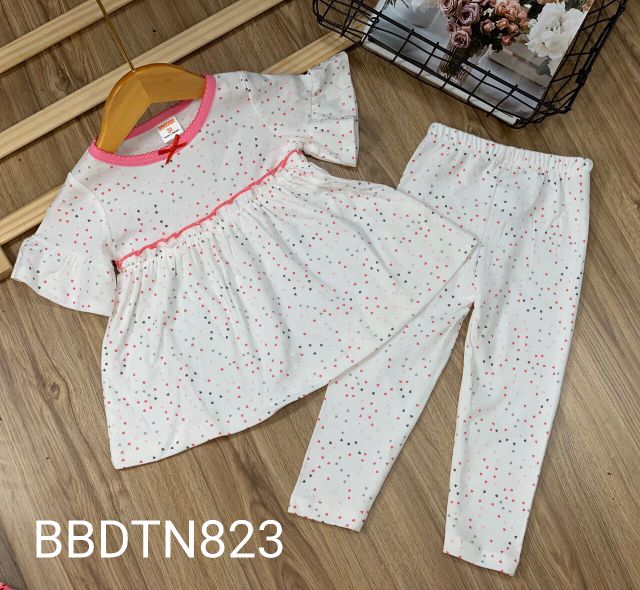 PhongphucKids HOT Bộ babydoll tay búp ngắn quần dài thun borip xuất khẩu cho bé từ 11 đến 23kg - Bộ quần áo bé gái