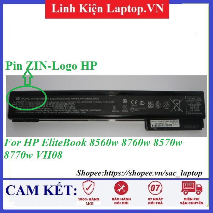 Pin Laptop HP EliteBook 8560w 8760w 8570w 8770w VH08 VH08XL -CHÍNH HÃNG NHẬP KHẨU