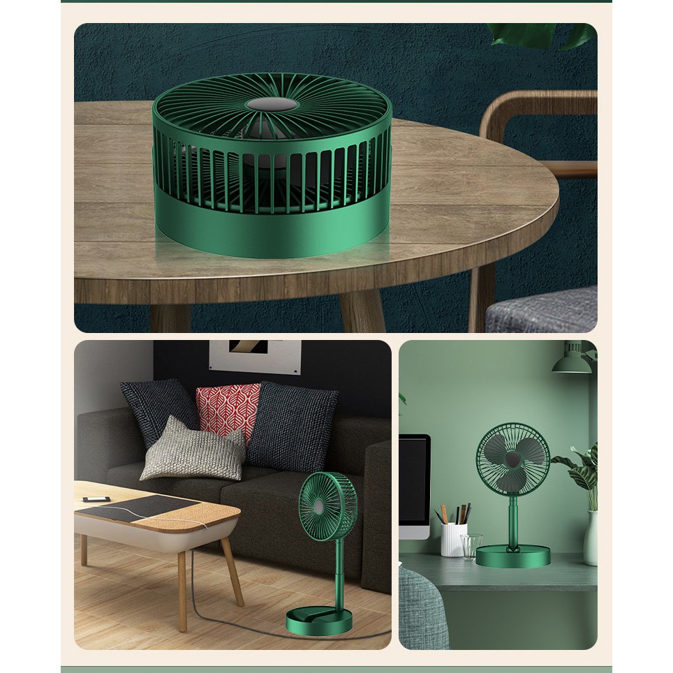 Quạt tích điện cầm tay mini để bàn gấp tròn siêu gọn 3 chế độ gió mạnh pin chạy 6-8 giờ mẫu mới 2021 | BigBuy360 - bigbuy360.vn