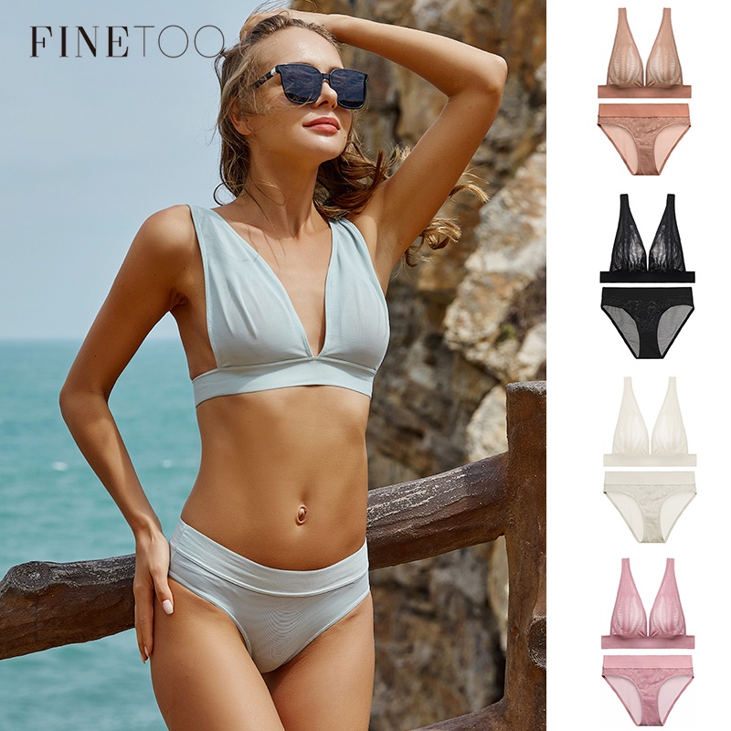 Bộ đồ lót vải lưới trong suốt cổ chữ V khoét sâu gợi cảm cho nữ kích thước s-2xl