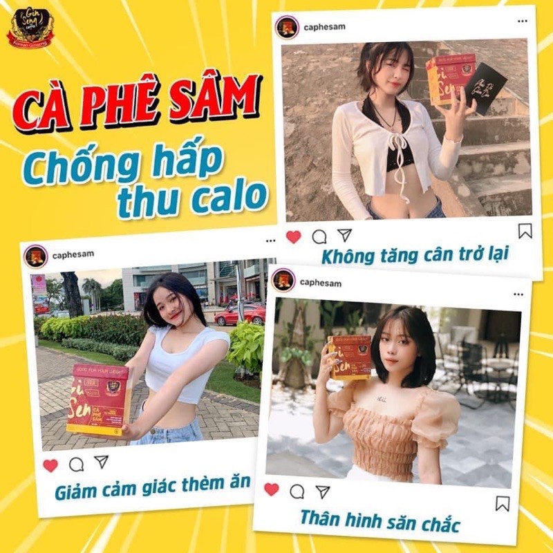 Cà phê sâm Ginseng Coffee uống liền 1 hộp 30 gói (đơn 2 hộp tặng kèm phát đồ hoặc thước dây)