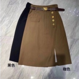 Chân váy xẻ đùi khuy đồng - Hàng Quảng Châu cao cấp